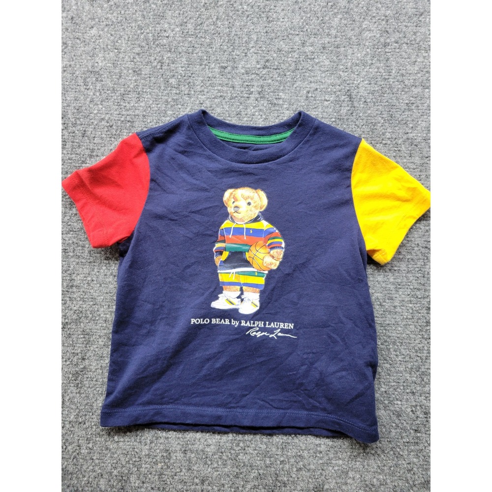 Ralph Lauren Polo Bear Basketball Colorblock T-Shirt Navy Blue 18M